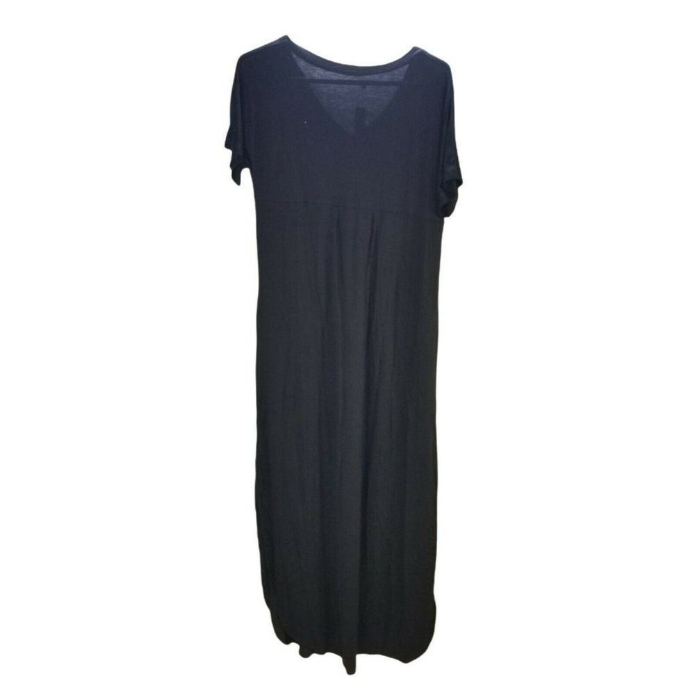 Arolina Women's Stretchy Slit Leg Full Length Shift Dress W/ Pockets Black Sz  M